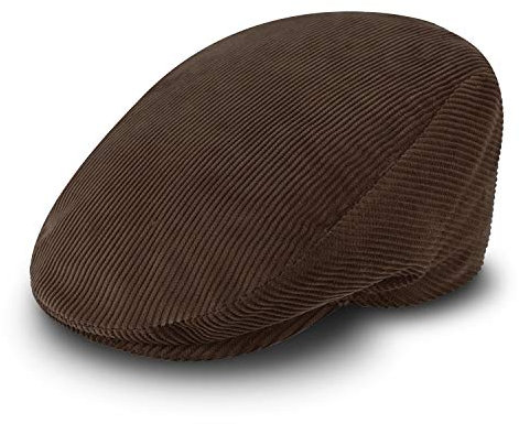 fiebig Cord Flatcap für Damen & Herren | Schiebermütze aus Baumwolle mit gestepptem Innenfutter | Flache Cordmütze Made in Italy (56-M, braun)