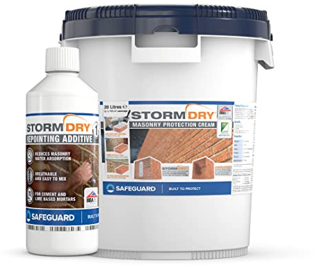 Stormdry Masonry Waterproofing Cream 20L + Stormdry Repointing Additive I - BBA Approved Brick Sealer - 25 Year Protection Against Penetrating Damp