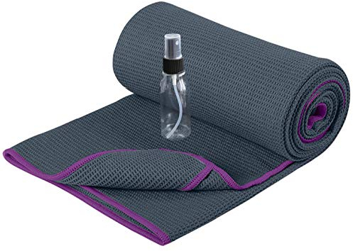 Heathyoga Anti-Rutsch Yoga-Matte Handtuch, rutschfest (Wet Anti-Rutsch Yoga-Matte Handtuch, rutschfest (Wet Grip)- hohe Bodenhaftung (Silikonbeschichtung), ideal für Hot Yoga, Ashtanga