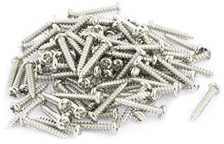 sourcing map 100pcs M2 x 12mm Stainless Steel Phillips Pan Round Head Self Tapping Screws