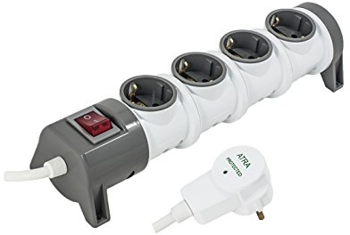 Schuko Steckdosenleiste mit Schalter und Stecker mit Überspannungsschutz mit 1.5 und 3 Meter Zuleitung (4-fach mit 3.0 m Kabel)
