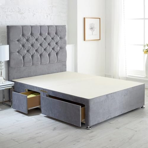 ComfoRest - Elegant 4FT6 Double Divan Bed with 4 Drawers | Stylish Frame for Organised Living | Durable Base for Modern Interiors (Silver Naples)