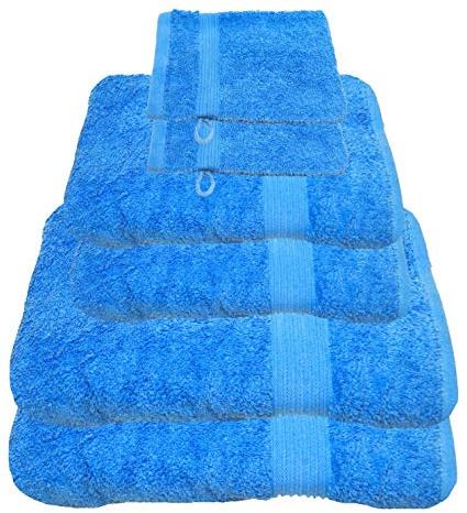 Julie Julsen 6 TLG Handtuchset 2 Badetücher 2 Handtücher + 2 Waschhandschuhe gratis Reine Baumwolle über 30 Farben Himmelblau