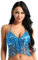 iEFiEL Damen Pailletten BH Bauchtanz Kostüm Oberteil Latin Neckholder Tops Frauen Tanzen Quaste Top Bikini Yoga Party Clubwear Blau Einheitsgröße