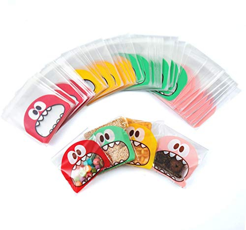 YIQI 300 stücke Cookie Taschen, Kunststoff Transparent Lebensmittelbeutel mit Klebestreifen für Süßigkeiten Lagerung Jamed für Geburtstagsfeier Taufe Kinder Schokoladen Kleines Geschenk(13 x 10 cm)