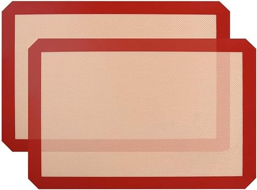 YYZP Silicone Baking Sheets, Silicone Mats for Worktops Non-Stick Non-Slip Washable Reusable Silicone Baking Mat Heat-Resistant BPA Free FDA and LFGD Certified Approved,Set of 2