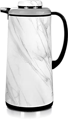 Royalford Marble Vacuum Flask | Double Walled Vacuum Insulated Tea Carafe 1000ML /34OZ Jug | Heat & Cold Retention, Thermal Insulated Airpot | Portable & Leak Proof, Preserves Flavor & Freshness
