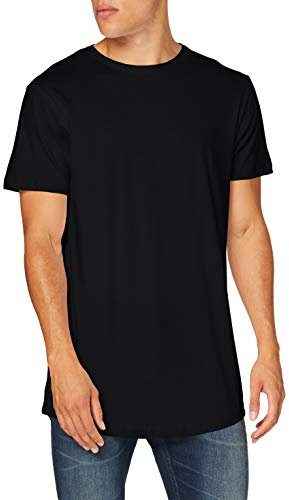 Build Your Brand Men's Shaped Long Tee T-Shirt, Black2, L