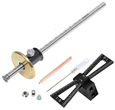 YOSELIN Dovetail Jig Wheel Marking Gauge Tool Set, 1 Bearing Wheel Cutter for Soft Wood, 1 Locked Wheel Cutter for Hardwood,1 Screwdriver,1 Woodworking Pencil,Inch & MM Scale Imperial Ruler. (Grey)
