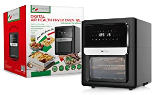 MAGNANI Friggitrice ad aria con schermo 3 in 1, Cestello in rete metallica 12 L, Frittura ad aria calda 50-200°, Friggitrice senza olio con timer, 1700W