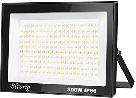 Blivrig LED Strahler Außen 300W, 30000LM Scheinwerfer Superhell 3000K Warmweiß, Wasserdicht IP66 Außenleuchte Flutlicht für Hof, Garage, Sportplatz, Flur, Garten