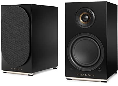 Triangle - Enceintes Actives AIO Twin - Enceintes Bibliothèque Wi-FI & Bluetooth avec Amplificateur 2x50W - Audio HD - Entrées Phono/Platine + TV Optique - 165 x 304 x 235 mm - Noir (Paire)