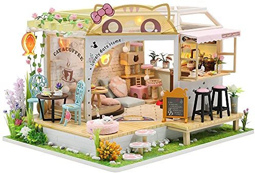 CUTEBEE Miniature avec des Meubles de Maison de poupée, kit DIY Dollhouse en Bois Ainsi Que la poussière et, 1:24 Salle créative pour l'idée Cadeau Saint Valentin M2111