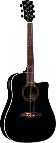 Eko GUITARS - NXT D100CE SEE THROUGH BLACK, Akustikgitarre Fichtendecke, Mahagoni Bodenstreifen und Griffbrett South American Roupanà Tastatur, 648mm Mensur, Dreadnought Cutaway, Farbe Schwarz