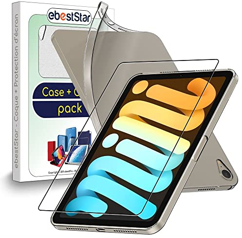 ebestStar - Funda para iPad Mini 2021 8.3'' (6 Gen) Apple, Carcasa Silicona Transparente, Capa Protectora TPU Antigolpes, Slim Ultra Fina, Transparente + Cristal Templado