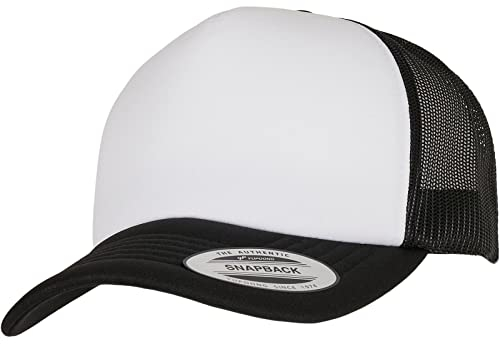 Flexfit Unisex 6320w-yp Classics® Curved Foam Trucker Cap – White Front Baseballkappe, Black/white/black, Einheitsgröße EU