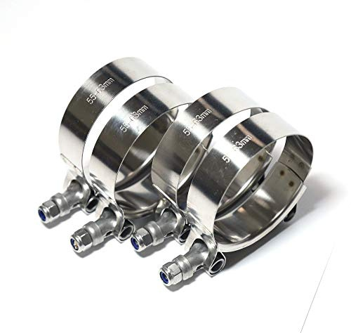 TenkeAuto Morsetto universale a T da 55 mm a 63 mm in acciaio inox 304 ad alta psi, turbo/intercooler per tubo identificativo (55 mm-63 mm 4 pezzi)