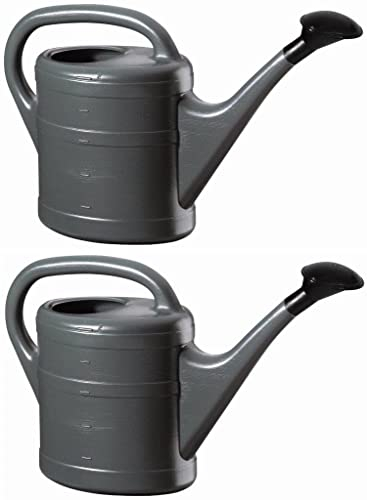 2X Gießkanne 5L ANTHRAZIT + 1x BILDMAGNET! Blumenkanne Kunststoff für Garten & Zimmerpflanzen Gießkannen Gieskanne Gieskannen Giesskanne 5 L Liter Watering Can Kinder Zimmergießkanne, gesamt 10L