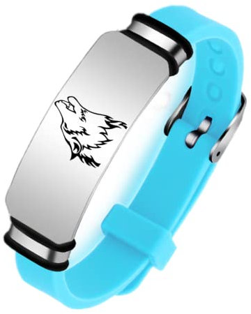 ForeverWill Einstellbar Wikinger Fenrir Wolf Silikon Armband,Inspirierend Wolf Glaube Wölfe Geist Ich Bin EIN Wolf Armband Wolf Fans Schmuck Geschenke für Männer Frauen Erwachsene Kinder, Hellblau