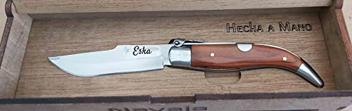Navaja Teja Madera Coral 8,5 cm. Modelo Albacete Personalizada con tu Nombre. ALBAINOX