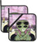 Alien Smoke quadratischer isolierter Topflappen: >> 20,3 x 20,3 cm (zweiteiliges Set), dick und langlebig, Verbrühungsschutz-Wärmeisolierung.