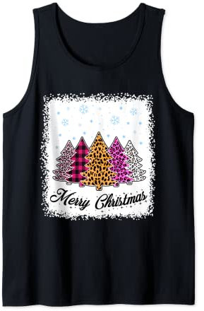 Joyeux Noël arbre rose léopard plaid blanchi femmes filles Débardeur