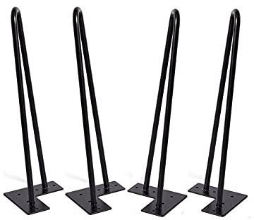 Belfoyer Satz mit 4 Tischbeinhalterungen aus schwarzem Eisenrohr, kann als Ersatz für Tischbeine verwendet Werden, selbstgebauter Tisch, Höhe 20 cm, Tragfähigkeit 120 kg (Höhe 50 cm, Black)