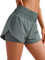 CRZ YOGA Damen 2 in 1 Running Shorts High Waist Schnelltrocknend Atmungsaktiv Sporthose Laufhose Laufshorts mit Tasche Grauer Salbei 38