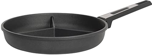 SKK große Aluguss Spezialpfanne Ø 28 cm 3-geteilt - ohne Induktion - Antihaft beschichtete 3-fach Bratpfanne - Made in Germany