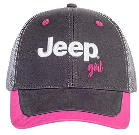 Jeep Girl Trucker Hat Mütze, Custom Structured, 6-Panel, Grau, grau / pink, Einheitsgröße