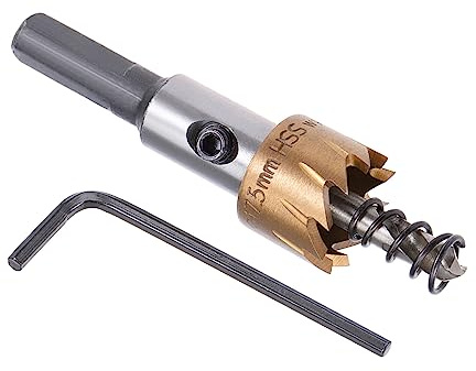 Kozelo Lochsäge 17,5 mm HSS High-Speed-Stahl 4341 Bohrer Lochschneider | 1 Stück, Für Edelstahl Aluminium Metall Holz Kunststoff Titanbeschichtet, Dreieckiger Schaft
