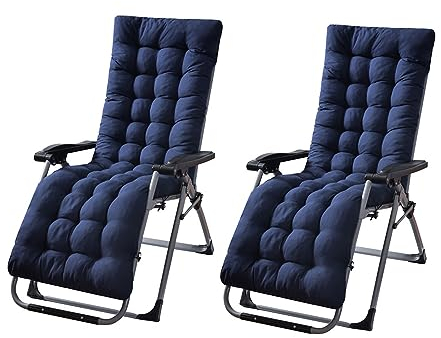 JTBDWOSK Liegestuhl Auflage, Dicke Lange Gartenliegen-Auflage Sofapolster Relaxliegenauflage für draußen, Terrasse, Sonnenliege, Bank, Liegestuhl, Kissen,Blau,2 Stück (1er Pack)