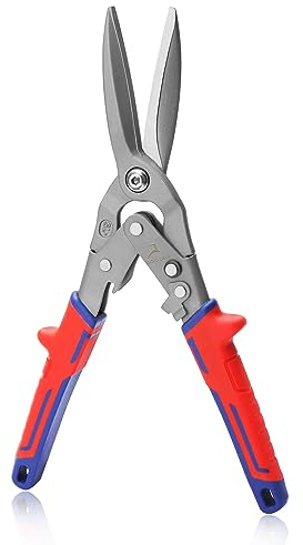 GOLD DEER Compound Action Offset Long Cut Aviation Snips Heavy-Duty Aviation Snips Offset Aviation Snip Metal Roofing Cutting Tools for Cut Sheet Metal with Safety Latch Hanging Hole