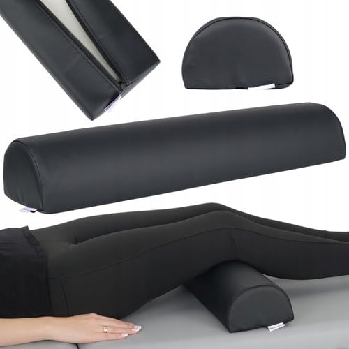 Knierolle Lagerungsrolle 60cm x15x10cm für Therapie und Massage (Schwarz) | Lagerungskissen MDR-Zertifizierung, Halbrolle Physiotherapie für Massageliege, Comfy-Base-Polsterung