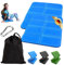 2 Stück Sitzmatte Wasserdicht Tragbar, Faltbar Sitzkissen mit 1 Aufbewahrungstasche und Karabinerhacken, Sitzunterlage Outdoor Kinder Sitzmatte, für Garten Stadion Camping (Blau)