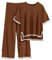 Tuopuda Loungewear Damen Set 2 Stück Strickanzug Gestrickte Oberteile Hosen Weites Bein Elastische Taille Zweiteilig Set Sweatsuit, Braun, L