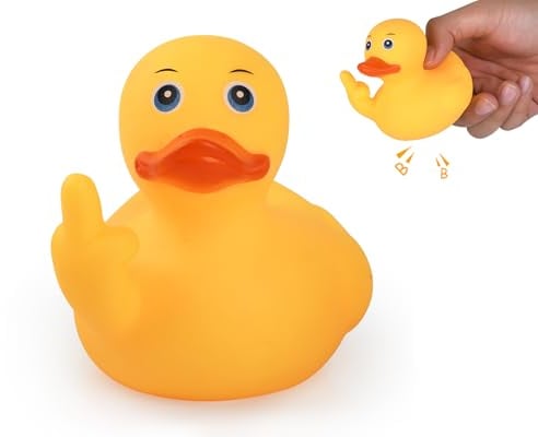 ds. distinctive style Large Middle Finger Rubber Duck Yellow Rubber Duck 3.07 Inch Funny Car Ornaments Duck Age 14+ for Car Dashboard Decoration, Computer Monitor Decor