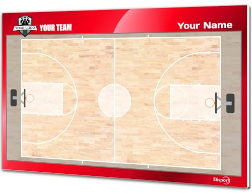 Basketball Taktiktafel für Trainer. Personalisiert mit Name, Logo oder Verein. Trocken abwischbar. 30,5 x 20,5 cm