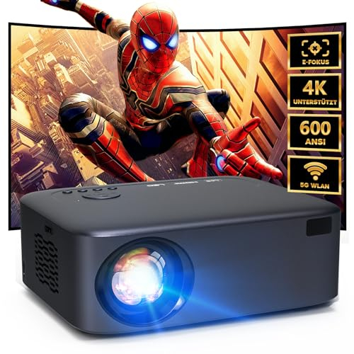 [Elektrischer Fokus/Trapezkorrektur/Zoom] Beamer, Beamer 4K Unterstützt 26000L WiFi6 Zwei-Wege Bluetooth, Native 1080P Heimkino Videoprojektor, Kompatibel mit Smartphone/TV-Stick/Laptop/Konsole