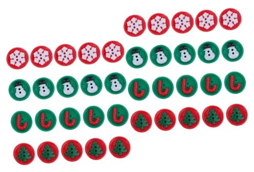 NUOBESTY 40 Stk Weihnachtsknöpfe Schneemann-Schaltflächen Jeansknöpfe Baum-Schaltfläche Handdekor entzückende Nähknöpfe flache knöpfe für dekor eben Zubehör Material schmücken Knopf Plastik