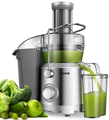 GDOR 1200W Juicer 2L Juicer Machines Juicers Whole Fruit and Vegetable with Larger 81mm Feed Chute 2 Speed Juice Machine Higher Juice Yield Juice Extractor Easy to Clean Anti-drip Brush Included