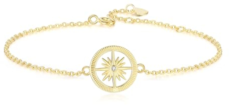 GAVU Damenarmband 14k Gold mit Kompass-Anhänger