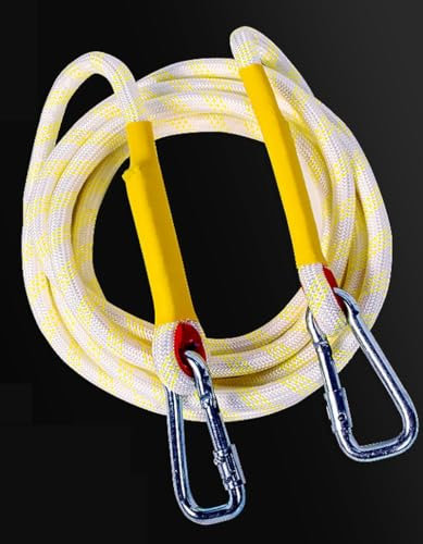 SJIDAOJI Rock Climbing Rope Multifunctional Safety Rope Polyester Rescue Escape Rope 13Mm Climbing Rope with Hook(Size:60M)