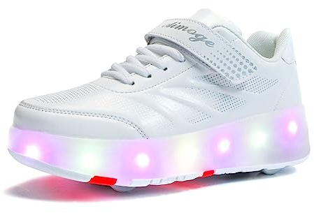 HUSKSWARE Rollschuhe, 4-Rad-Skateschuhe, Jugendliche Schuhe mit Rollen, Unisex Sportschuhe, Weiß, 35EU