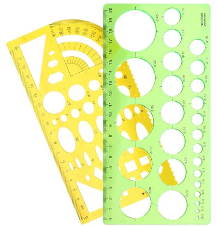 2 Stück Kreisschablone Schablone Kreis Kunststoff Lackierschablone Lochschablone Schablone Vorlage Circle Stencils für Büro und Schule Bau Schalung Zeichnungen Vorlagen