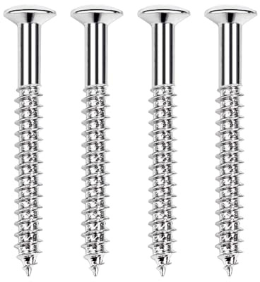 Banworks Electric Guitar Screws Neck Plate Mounting Screws 5mm (13/64) | Neck Guard Screws Set for Squier Strat ST Tele Guitars Pack of 4 JT/LSD-02 Chrome