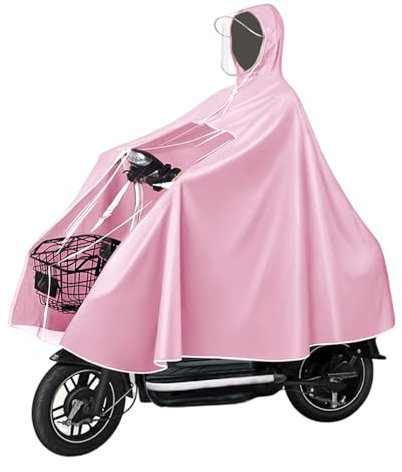Fayemint Poncho de Lluvia Impermeable, Capas de Ciclismo Impermeables, Chubasquer para Ciclismo Resistente al Viento, con Capucha, para Bicicletas, Bicicletas de Montaña, Bicicletas Eléctricas (Rosa)