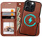 OCASE for iPhone 16 Pro Case, Detachable 2 in 1 PU Leather Wallet Case with RFID Blocking, Wireless Charging, Card Holders, Kickstand, Shockproof Removable Phone Cover, Dark Brown