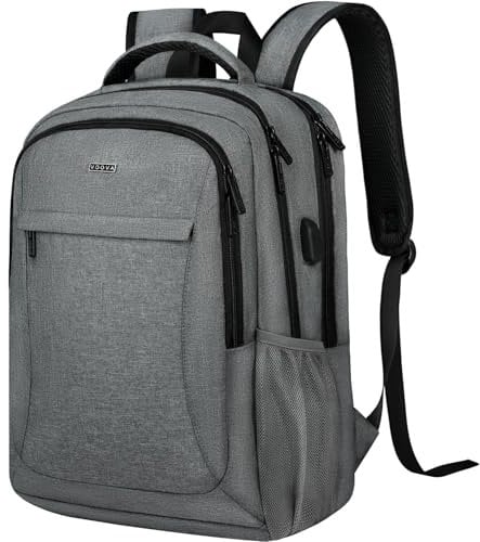 Voova Laptop Rucksack 15 15,6 16 Zoll, Herren Damen Wasserdicht Backpack für Arbeit Business Uni Schulrucksack Reisen Teenager Jungen Rucksack, Daypack mit Laptopfach Groß Notebook Tasche Grau