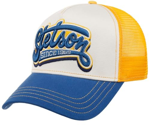 Stetson Lettering Trucker Cap Retro Herren Frühjahr Sommer blau-gelb One Size Small